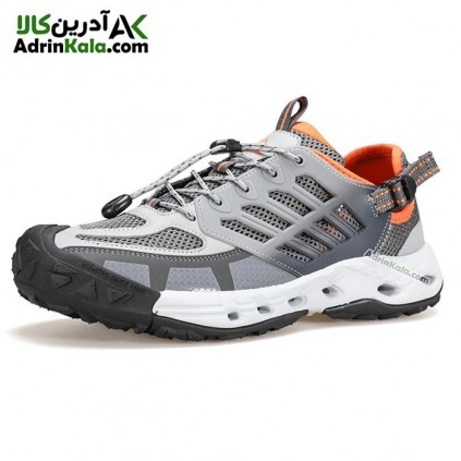 کفش پیاده روی مردانه هامتو مدل 650667A-2 رنگ خاکستری تیره/نارنجی