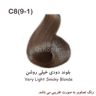 رنگ مو بلوند دودی خیلی روشن (C۸(۹-۱