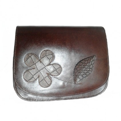 کیف دوشی گلدار چرم زنانه مدل R05