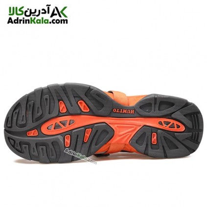 صندل جلو بسته مردانه هامتو مدل 710091A-2 رنگ خاکستری تیره/نارنجی