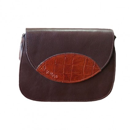کیف چرم گاوی زنانه دوشی مدل ترنجی هلالی کد 585