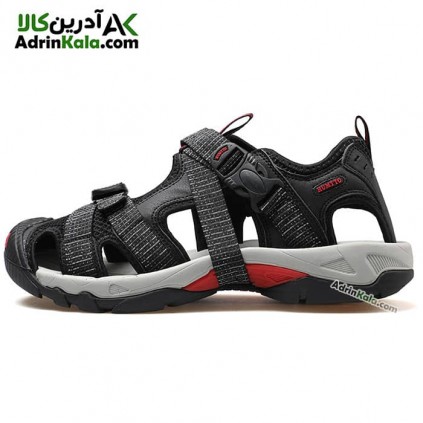 صندل جلو بسته پیاده روی مردانه هامتو کد 710091A-5 رنگ مشکی طرح دار/قرمز