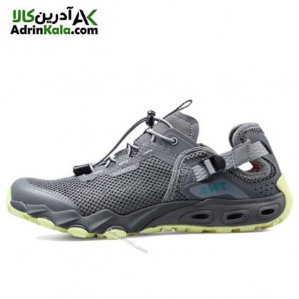 کفش طبیعت گردی مردانه هامتو مدل 610395A-2 رنگ خاکستری تیره/سبز فسفری