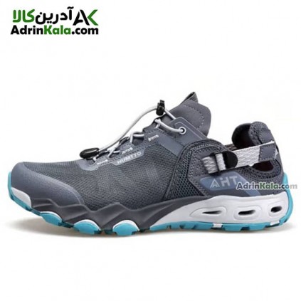 کفش پیاده روی مردانه هامتو مدل 610395A-4 رنگ خاکستری تیره/آبی فیروزه ای