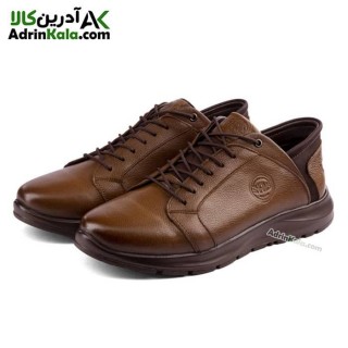 کفش چرم مردانه شمس مدل C8 رنگ میلینگ گردویی