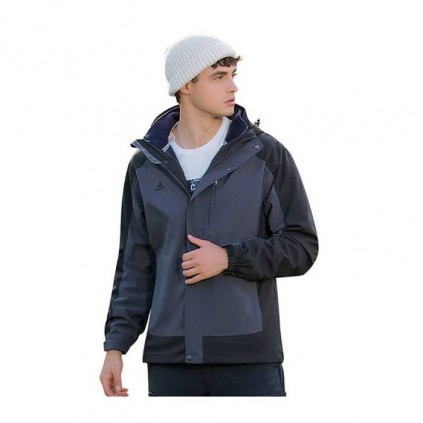 خرید کاپشن دوپوش مردانه هامتو کد 25C939A-1 رنگ خاکستری/مشکی