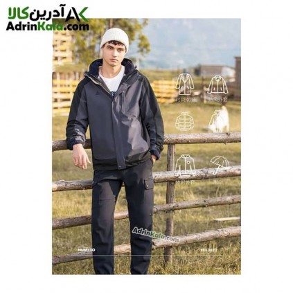 قیمت کاپشن دوپوش مردانه هامتو کد 25C939A-1 رنگ خاکستری/مشکی