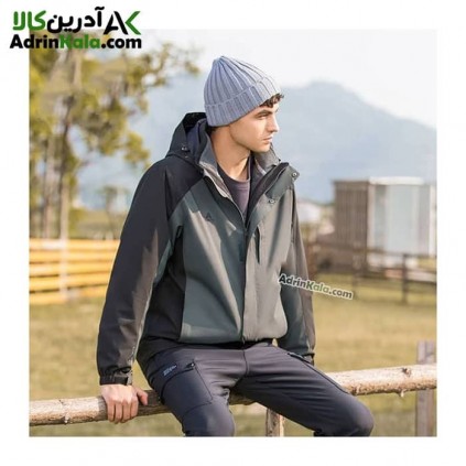 کاپشن مردانه دوپوش هامتو کد 25C939A-2 رنگ سبز تیره/مشکی