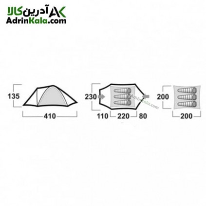 چادر 3 نفره هاسکی مدل bizon 3 classic رنگ سبز