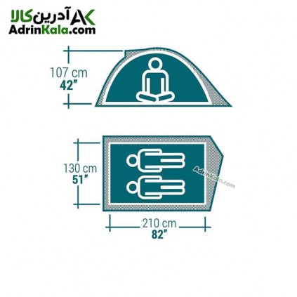 چادر دو پوش 2 نفره کچوا مدل MH100 رنگ خاکستری