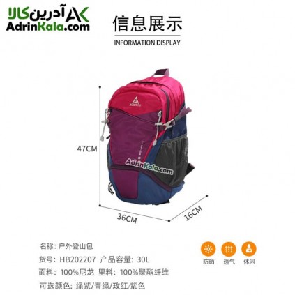 کوله پشتی طبیعت گردی هامتو کد HB202208-3 رنگ بنفش/قرمز